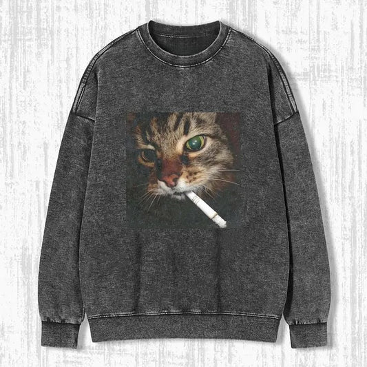 Washed cotton cat T-shirt