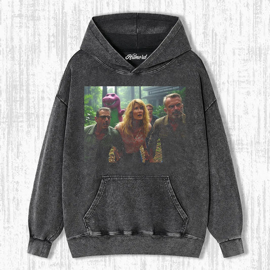 JURASSIC WORLD & PEOPLE BEING CHASED BY PING DINOSAURS T-SHIRT