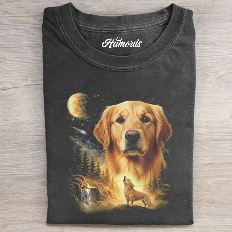 GOLDEN RETRIEVER HOWLING TO THE MOON VINTAGE T-SHIRT