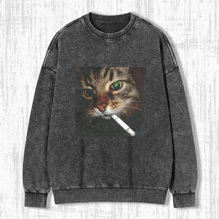 Washed cotton cat T-shirt