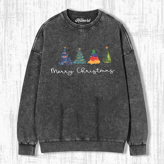 CHRISTMAS COLORFUL TREES T-SHIRT