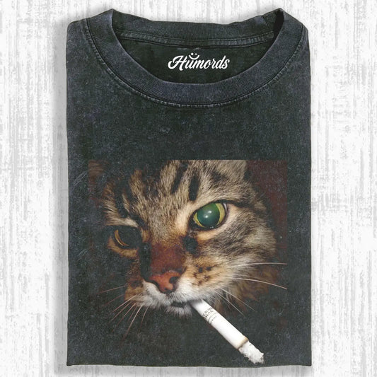 WASHED COTTON CAT T-SHIRT