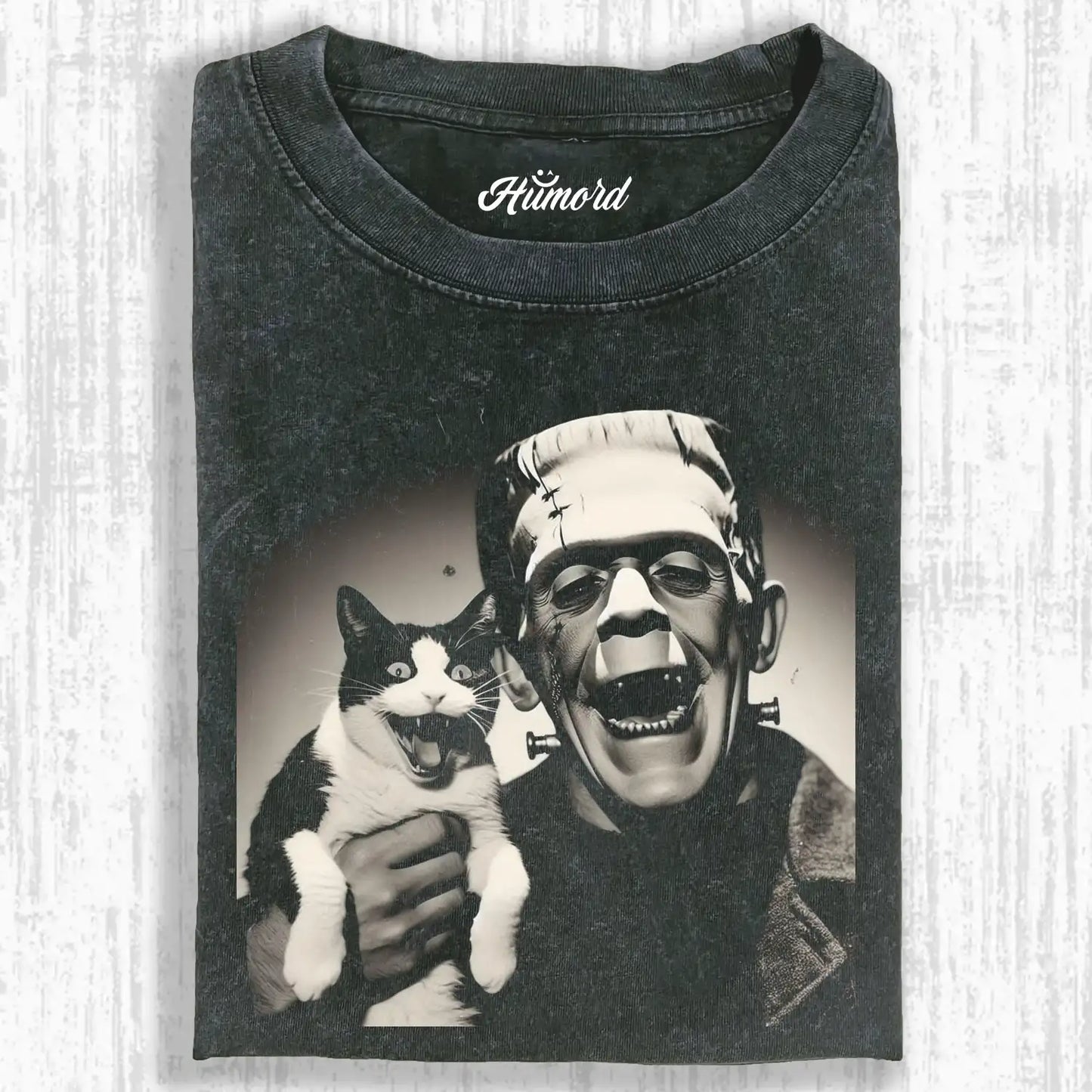 Cat and Frankenstein Tee