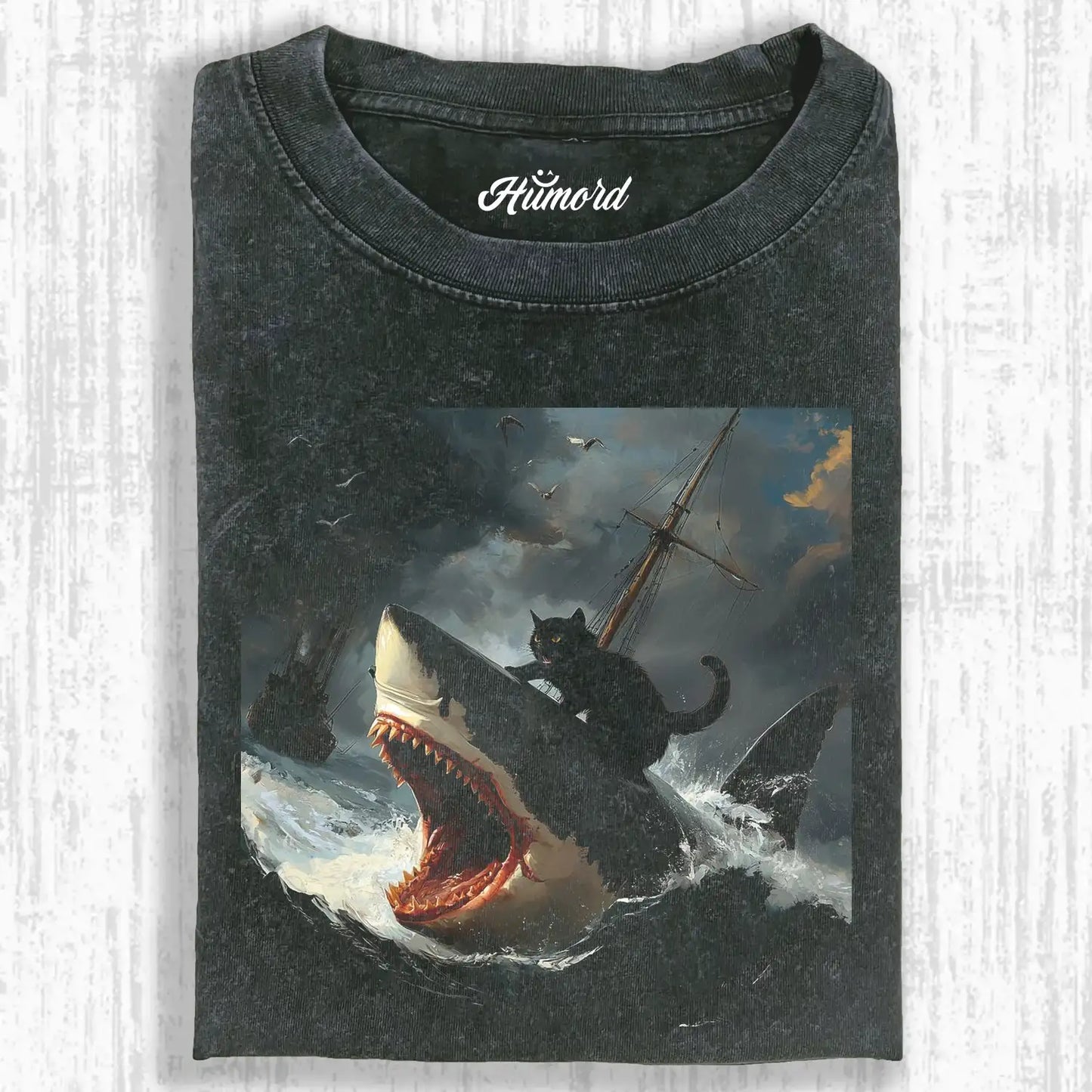 Cat riding a shark Tee