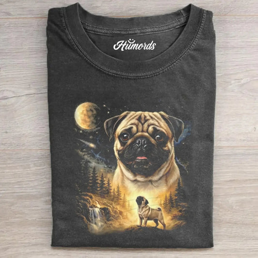 PUG HOWLING TO THE MOON VINTAGE T-SHIRT