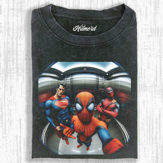 DEADPOOL & SPIDERMAN & SUPERMAN T-SHIRT