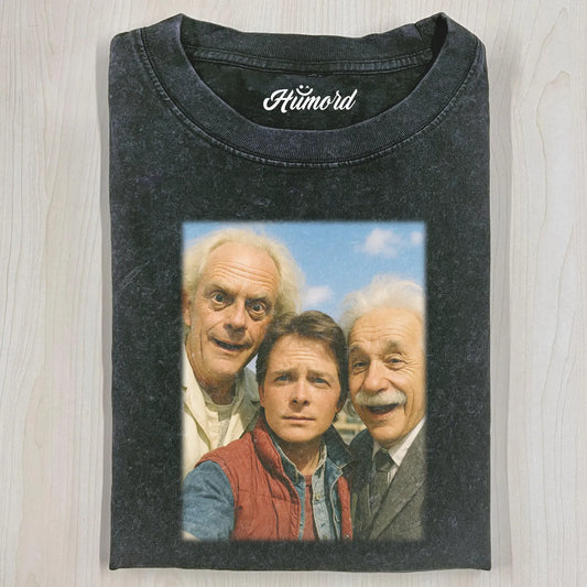 EINSTEIN AND BACK TO THE FUTURE T-SHIRT