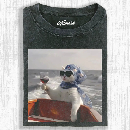 Elegant white cat TEE