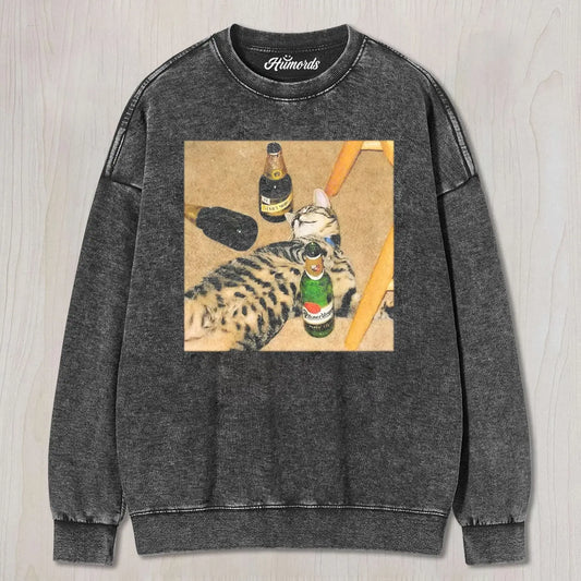 FUNNY DRUNKEN CAT MEME TEE & SWEAT & HOOD