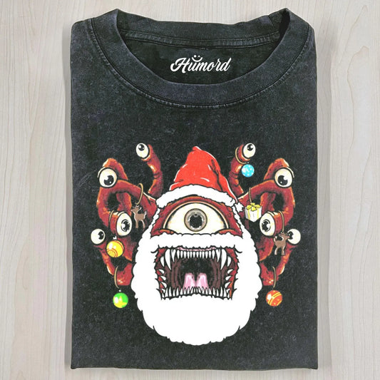 FUNNY SANTA BEHOLDER DUNGEONS AND DRAGONS MONSTER T-SHIRT