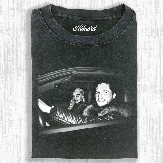 GOT GAME MAN AND WOMAN DRIVING CAR T-SHIRT