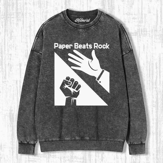PAPER BEATS ROCK FUNNY T-SHIRT