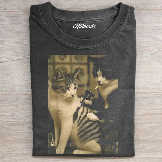 Retro Cat Tattoo Meme T-shirt