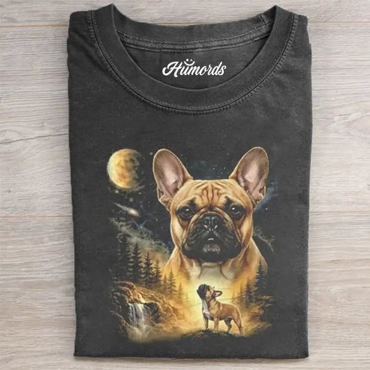 FRENCH BULLDOG HOWLING TO THE MOON VINTAGE T-SHIRT