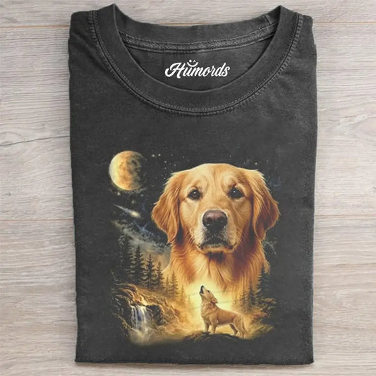 GOLDEN RETRIEVER HOWLING TO THE MOON VINTAGE T-SHIRT
