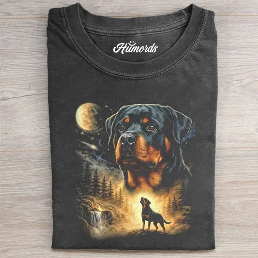 ROTTWEILER HOWLING TO THE MOON VINTAGE T-SHIRT