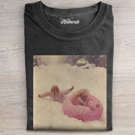 SNOWY PINK BARBIECORE CREW NECK TEE