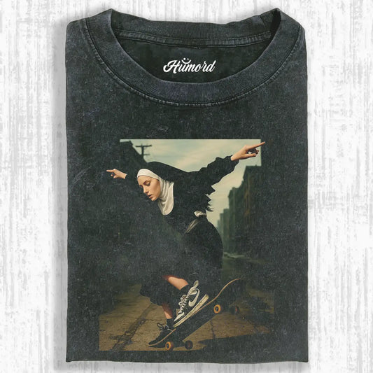 Skateboarding Nun Tee