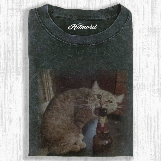 WASHED COTTON CAT T-SHIRT 8.0