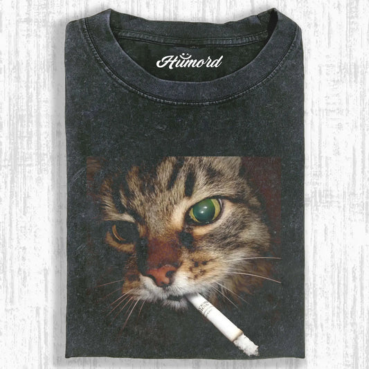WASHED COTTON CAT T-SHIRT
