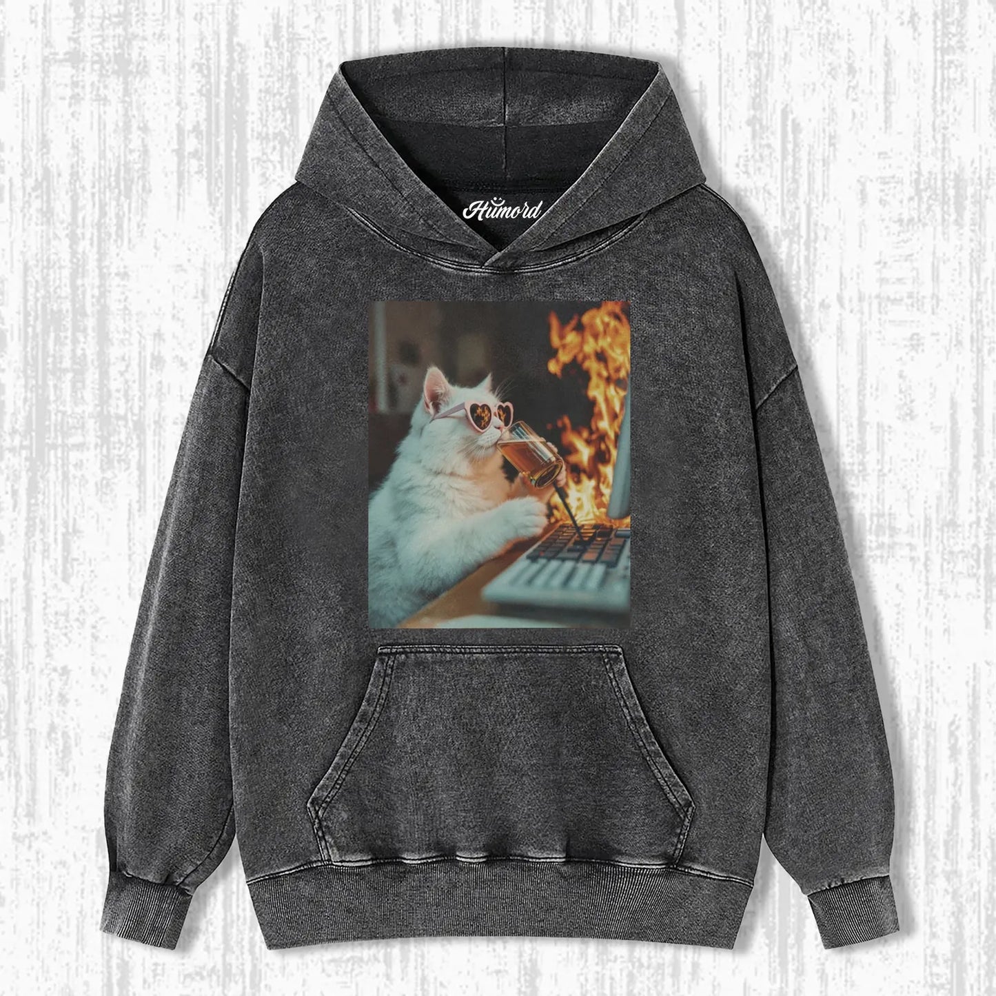 WORKING CAT WITH FIRE T-SHIRT